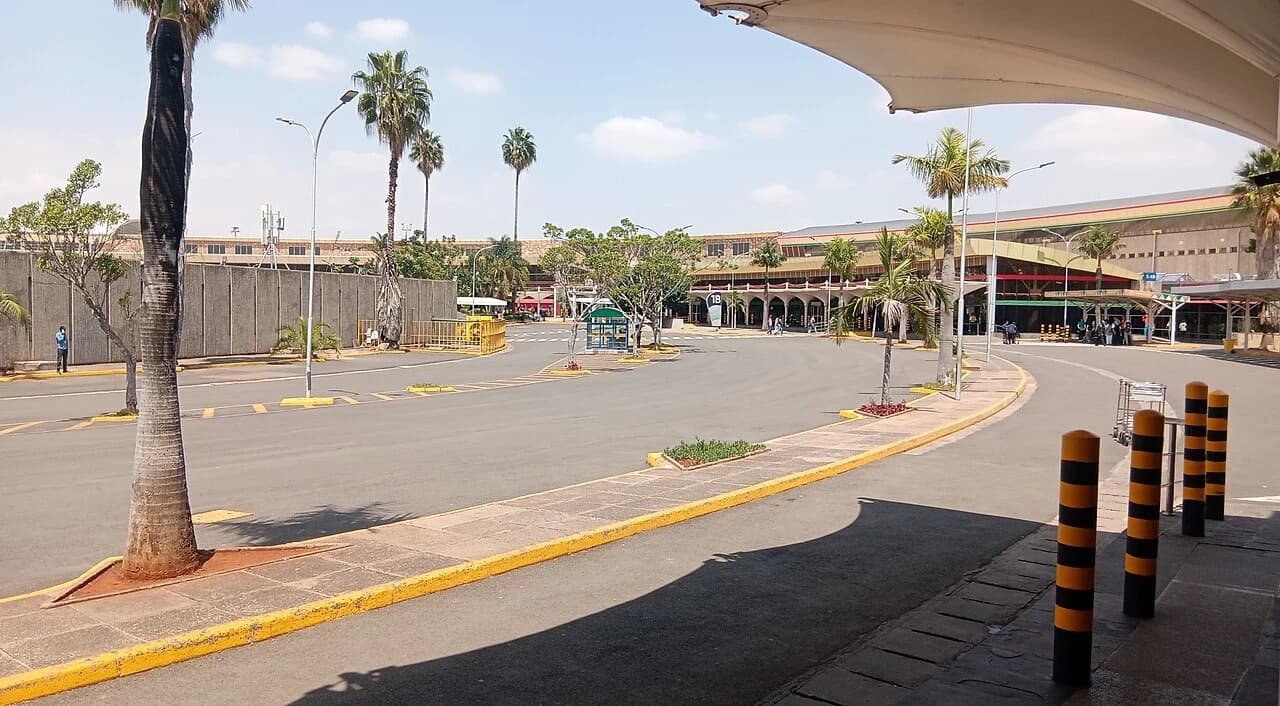 Terminal approach at Jomo Kenyatta International Airport in Nairobi
