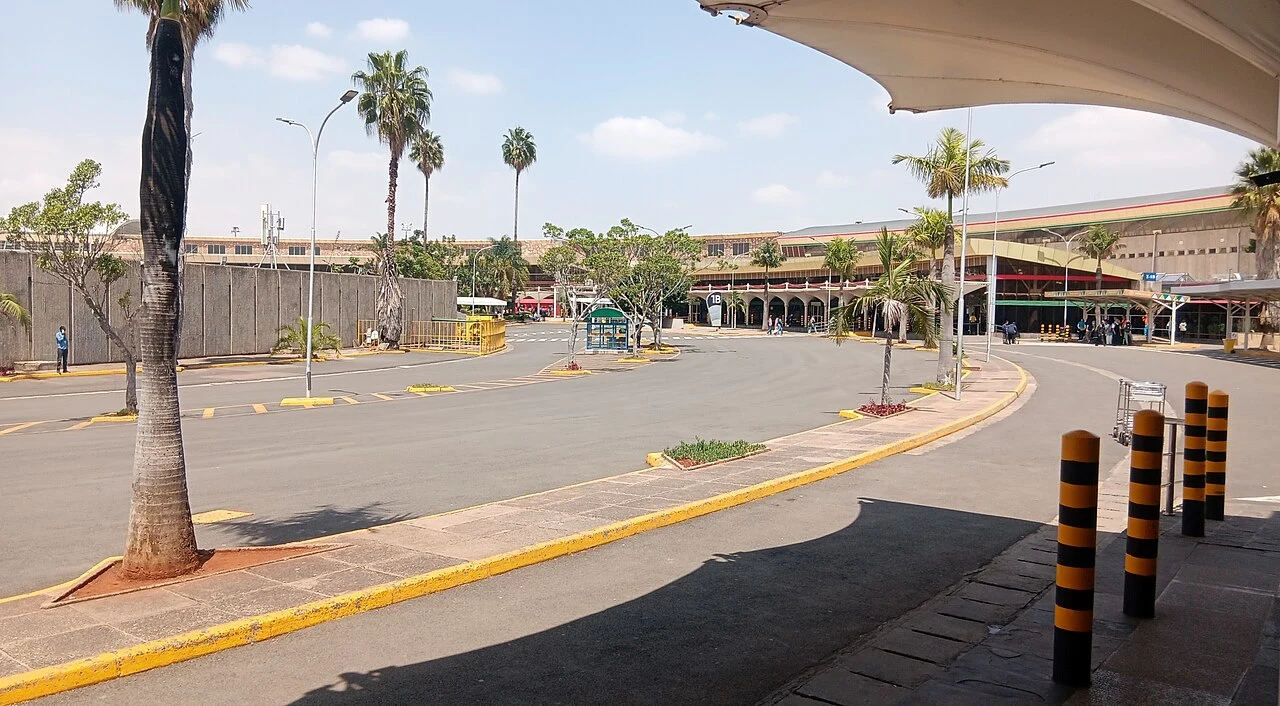 Terminal approach at Jomo Kenyatta International Airport in Nairobi